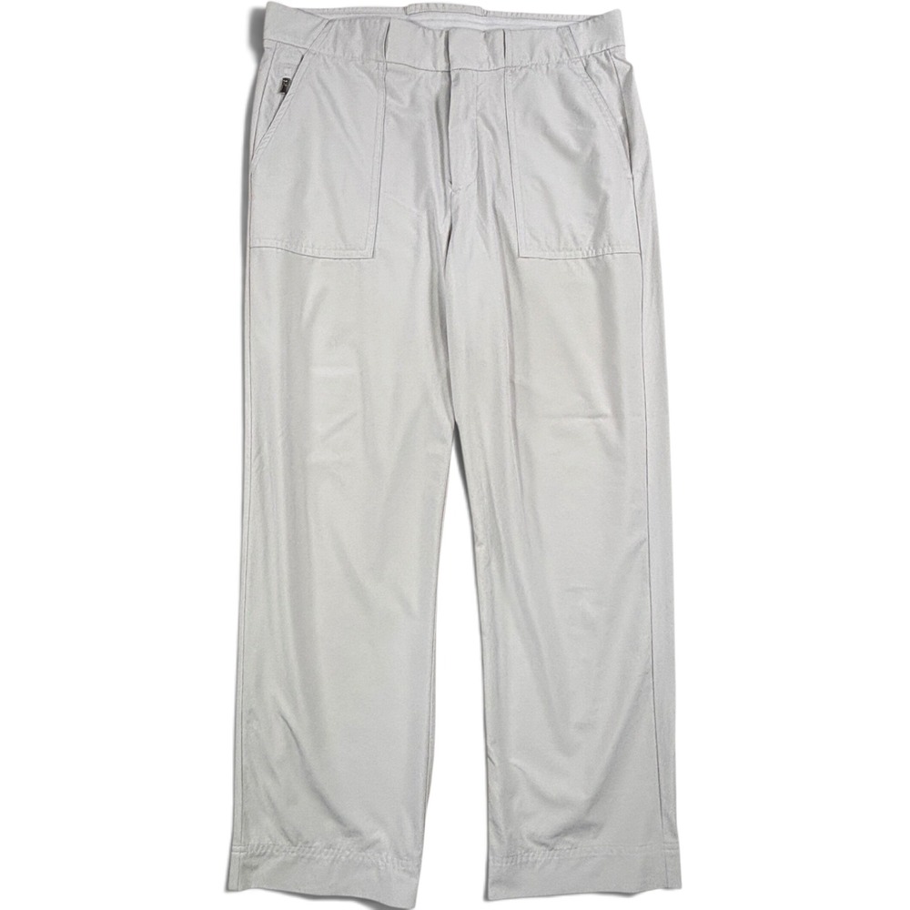 Athleta Tribeca Wide Leg Utility Crop Pants Light Grey Size 6 Stretch Pockets